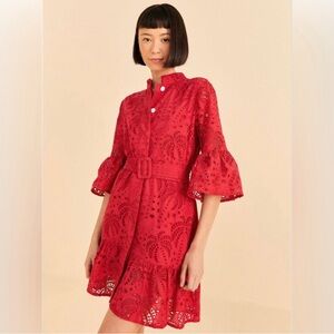 FARM Rio Scarlet Eyelet Mini Dress